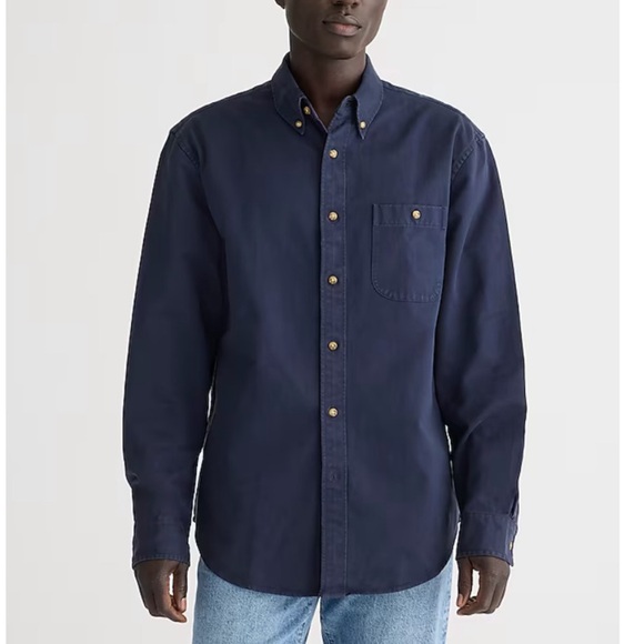 J. Crew Other - J. Crew Men’s Relaxed garment-dyed heavyweight twill shirt Navy Blue BV491 NEW